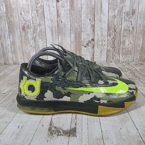 Nike KD 6 GS Camo Dark Mica Green Volt Black 599477-301 Mens 7Y Basketball Shoes